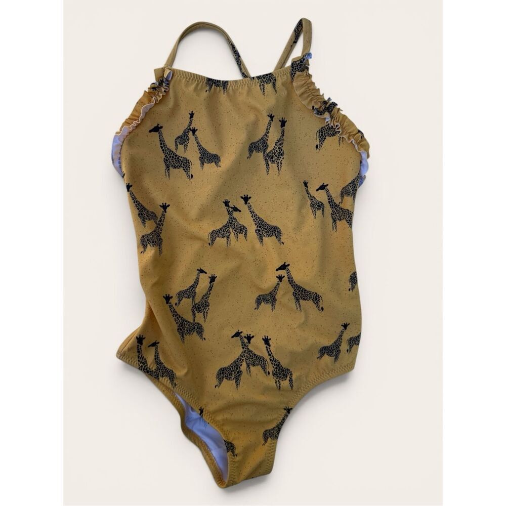 ZARA Girls yellow giraffe print one-piece swimsuit 4/5